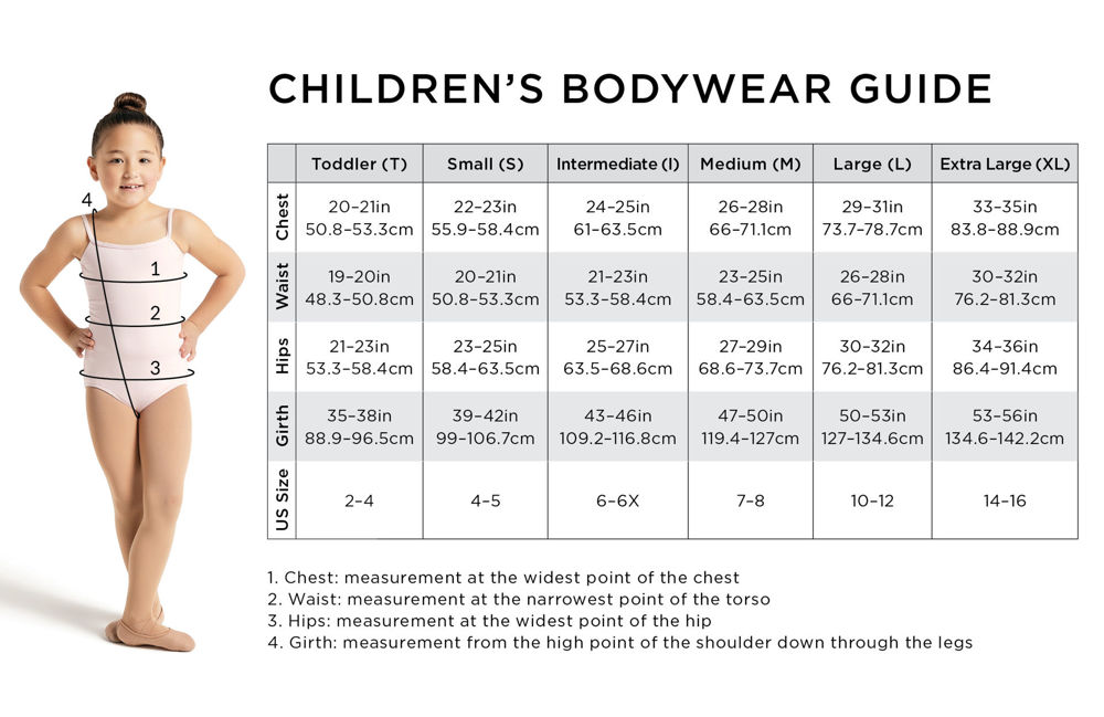 Capezio size chart girls